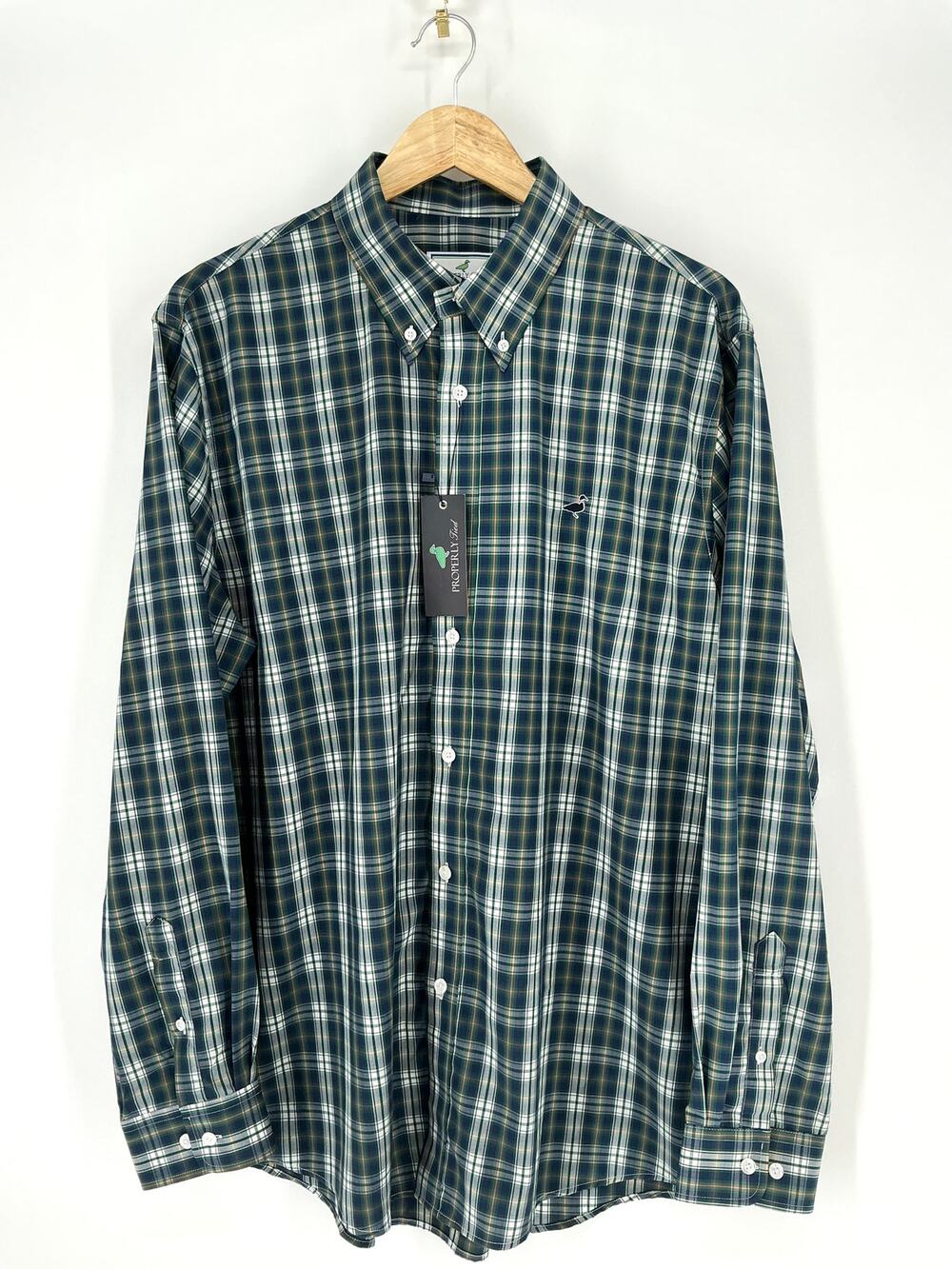 Properly Tied Countryside Plaid Sport Shirt XL NWT Bamboo Button Down Green